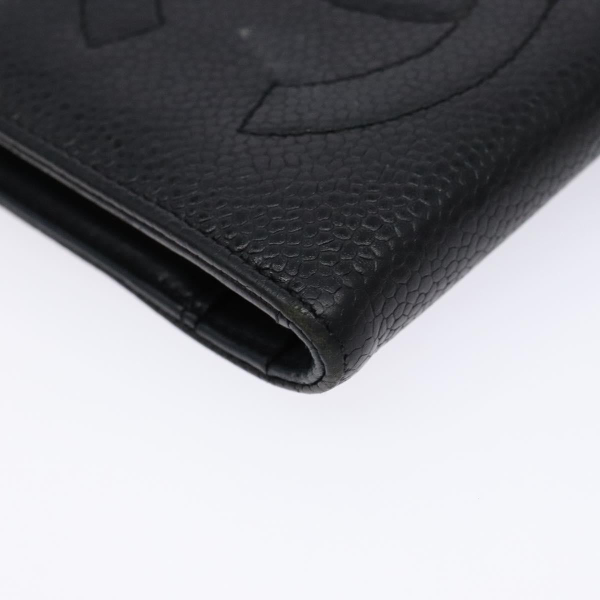 Chanel CC Bifold Wallet Quilted Caviar, BLACK, LEATHER, Wallets