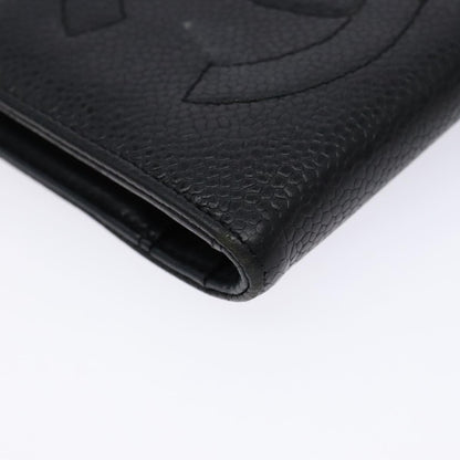 Chanel CC Bifold Wallet Quilted Caviar, BLACK, LEATHER, Wallets