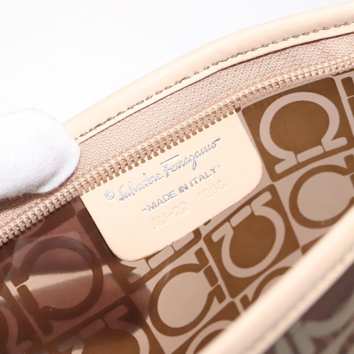 Salvatore Ferragamo Gancini Pouch Canvas, BROWN, VINYL, Clutche & pouche