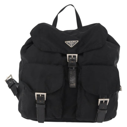 Prada Double Front Pocket Backpack Tessuto, BLACK, NYLON, Backpack