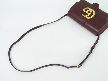 Gucci Arli Shoulder Bag Leather, BURGUNDY, LEATHER, Shoulder bag