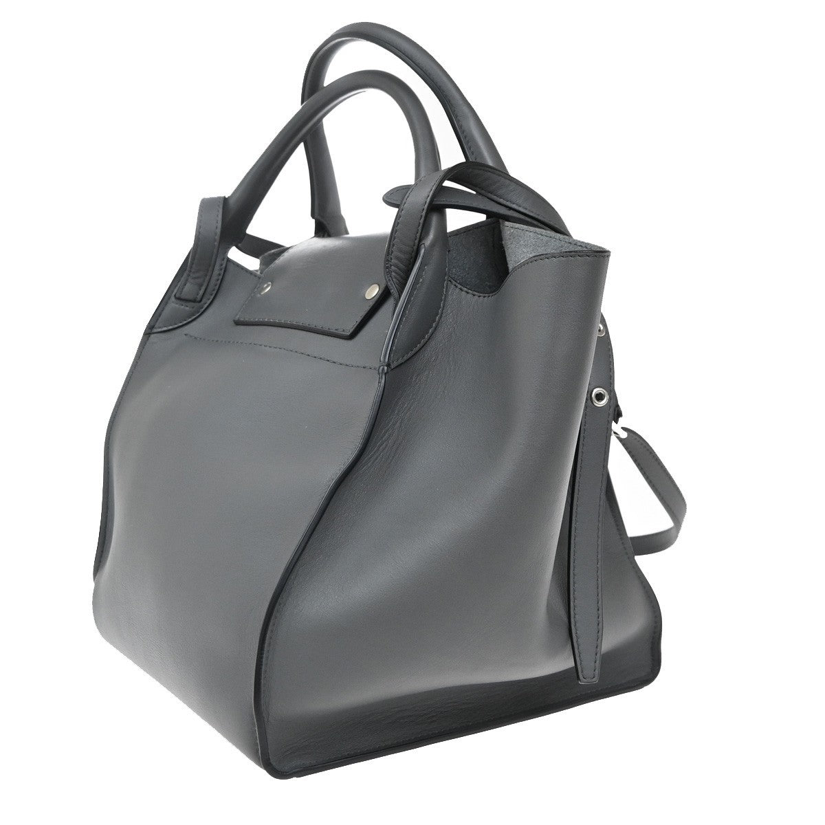 Celine Big Bag Smooth Leather, GRAY, LEATHER, Handbag