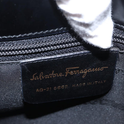 Salvatore Ferragamo Gancini Shoulder Bag Leather, BLACK, LEATHER, Shoulder bag