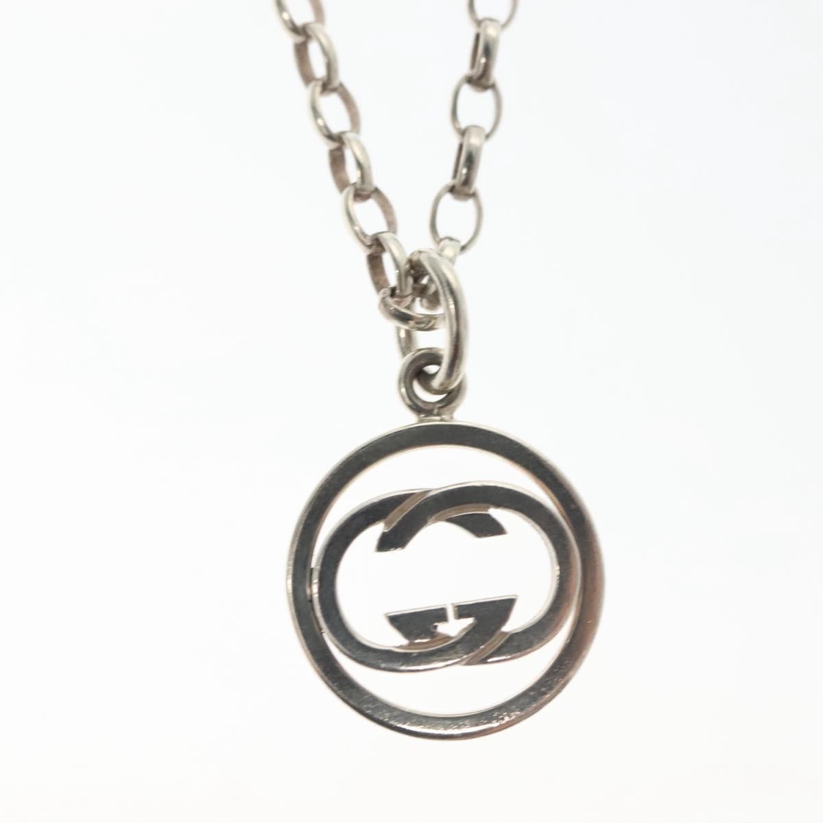 Gucci Engraved Interlocking G Chain Link Pendant Necklace Sterling Silver, SILVER, SILVER, Necklace