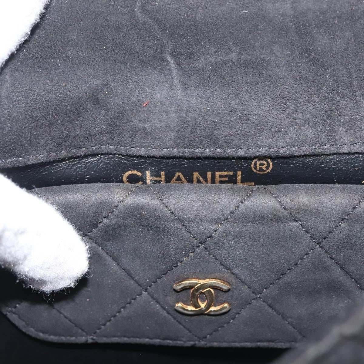 Chanel Vintage Clutch Pleated Leather, BLACK, SUEDE, Clutche & pouche