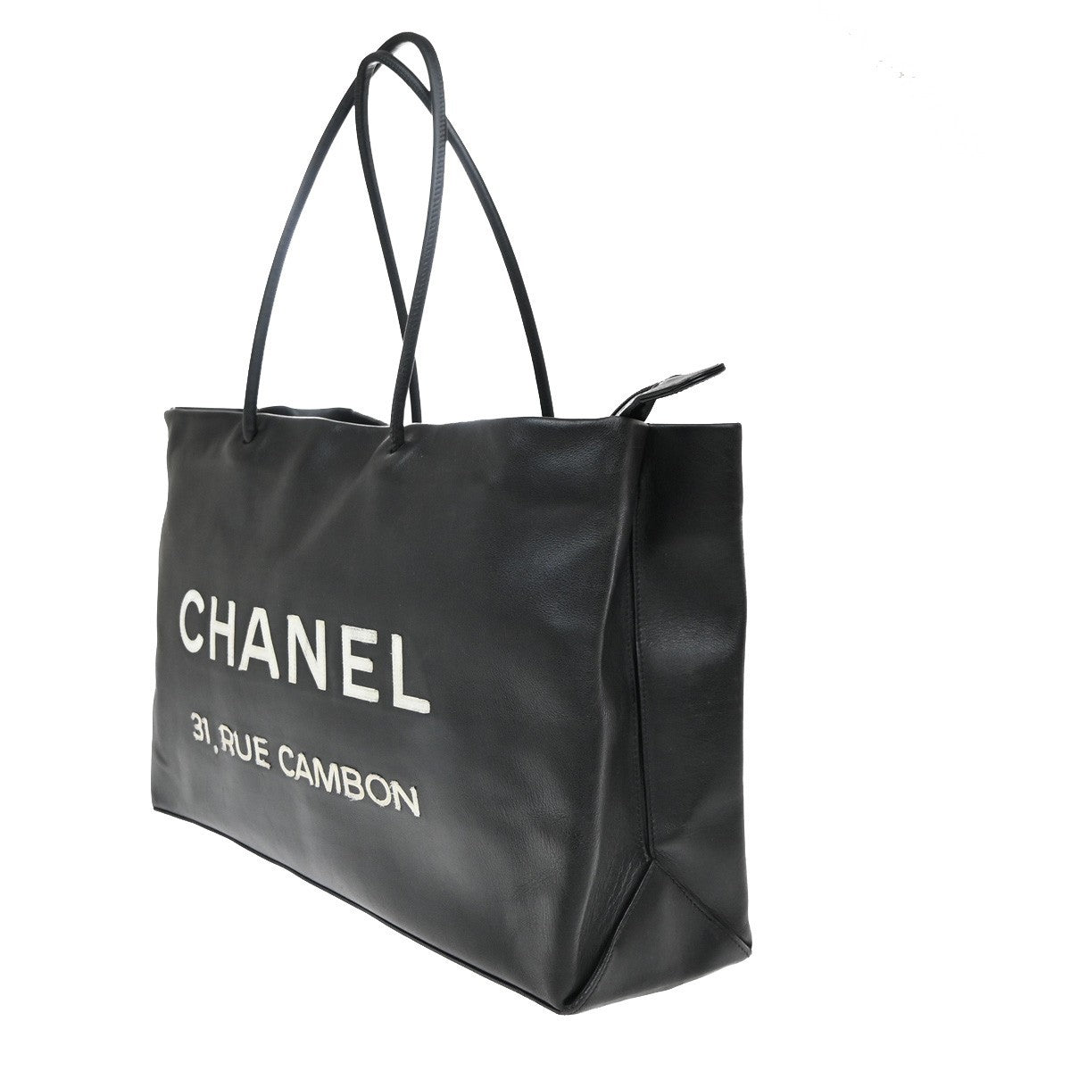 Chanel Essential 31 Rue Cambon Shopping Tote Leather, BLACK, LEATHER, Tote bag