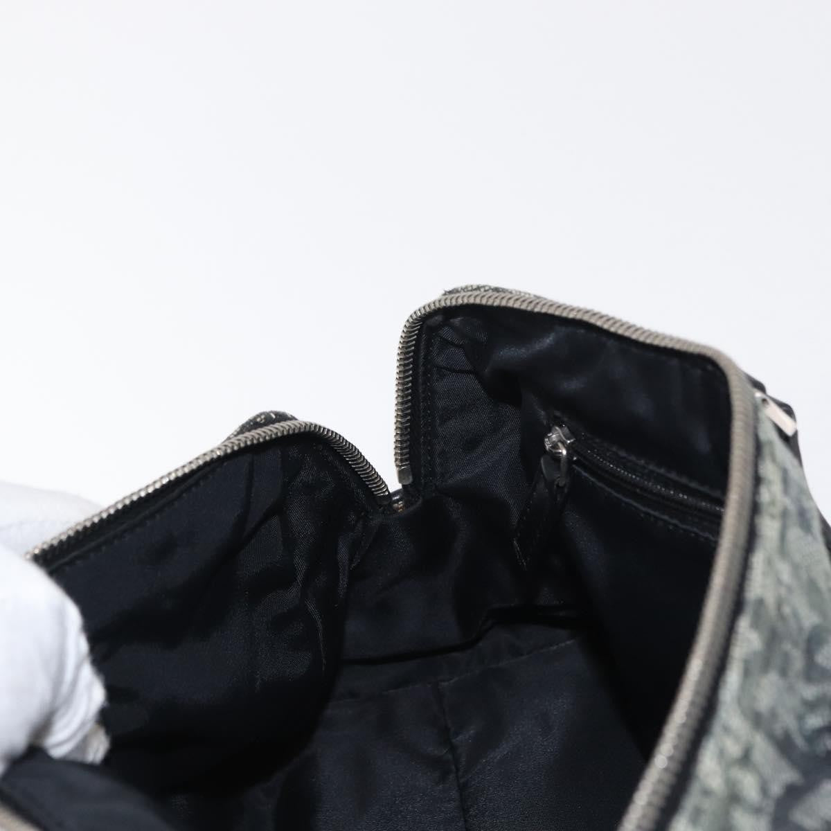 Christian Dior Vintage Trotter Zip Shoulder Bag Diorissimo Canvas, BLACK, CANVAS, Shoulder bag