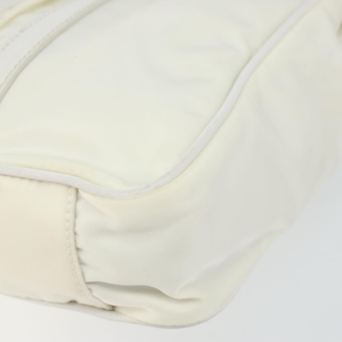 Prada Vintage Tote Tessuto with Leather, WHITE, NYLON, Tote bag