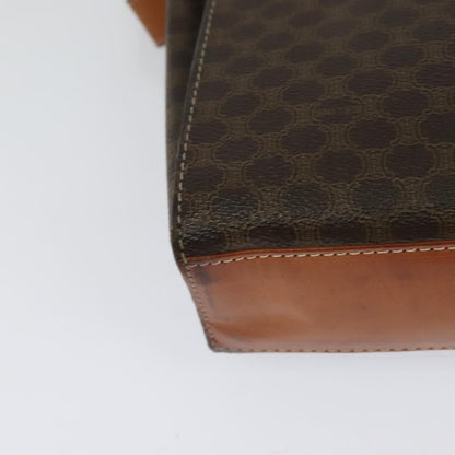 Celine Vintage Macadam Circle Logo Shoulder Bag Canvas and Leather, BROWN, CANVAS, Shoulder bag