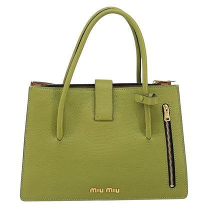 Miu Miu Madras Convertible Compartment Tote Leather, GREEN, LEATHER, Handbag
