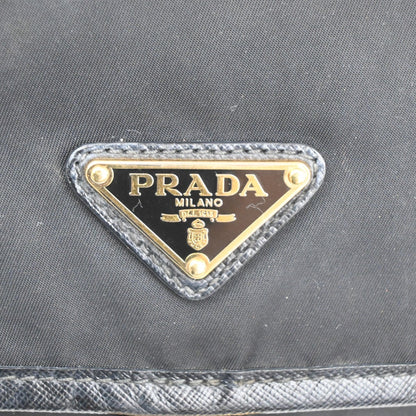 Prada Buckle Messenger Bag Tessuto, Black, Nylon, Shoulder Bag