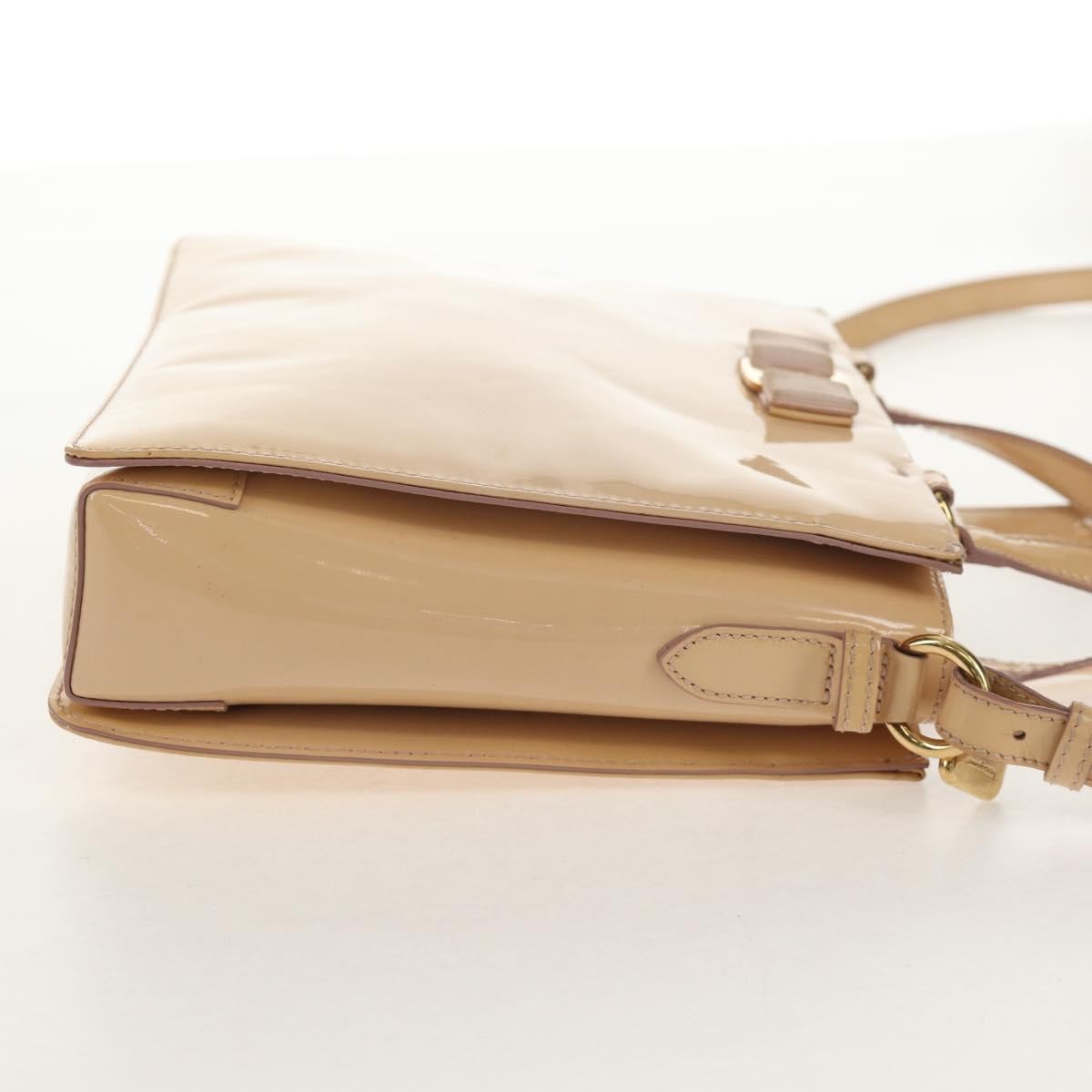 Salvatore Ferragamo Convertible Vara Bow Tote Patent Leather, BEIGE, PATENT_LEATHER, Tote bag