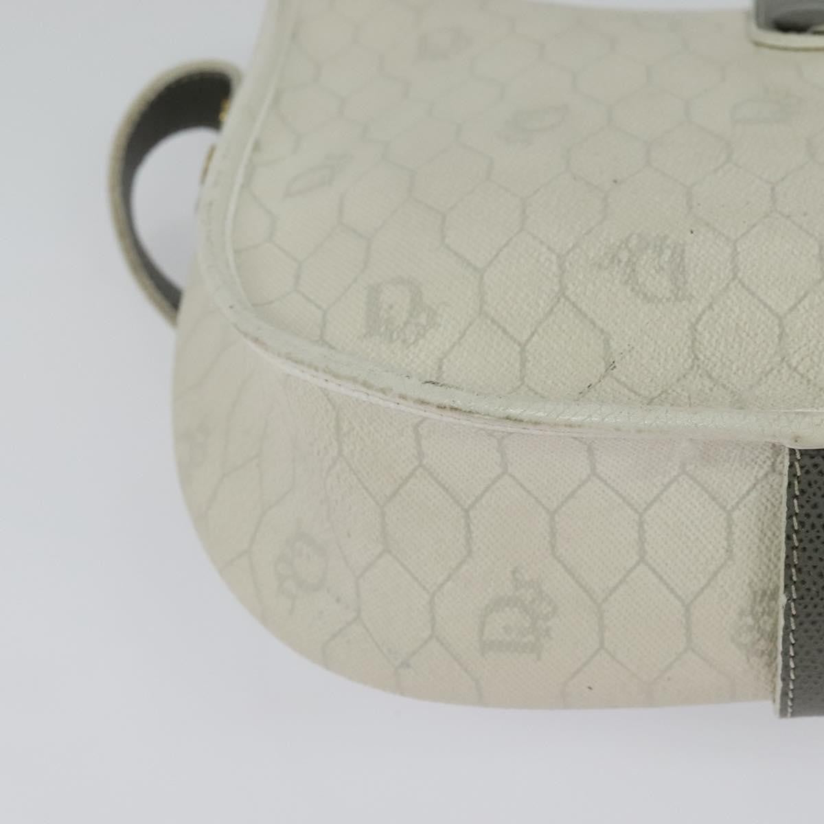 Christian Dior Vintage Honeycomb Flap Crossbody Bag Canvas and Leather, WHITE, CANVAS, Shoulder bag