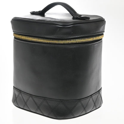 Chanel Vintage Cosmetic Case Quilted Lambskin, Black, Leather, Handbag