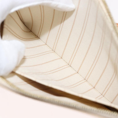 Louis Vuitton Neverfull Pochette Damier, WHITE, CANVAS, Clutche & pouche