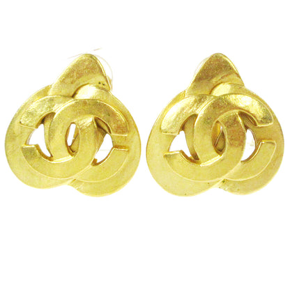Chanel Vintage CC Heart Clip-On Earrings Metal, GOLD, GOLD, Earrings