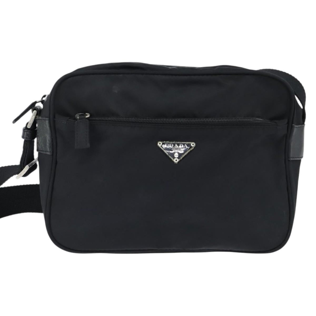 Prada Front Pocket Camera Bag Tessuto, BLACK, NYLON, Shoulder bag