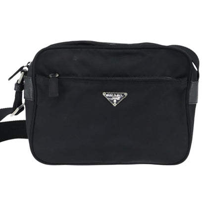 Prada Front Pocket Camera Bag Tessuto, BLACK, NYLON, Shoulder bag