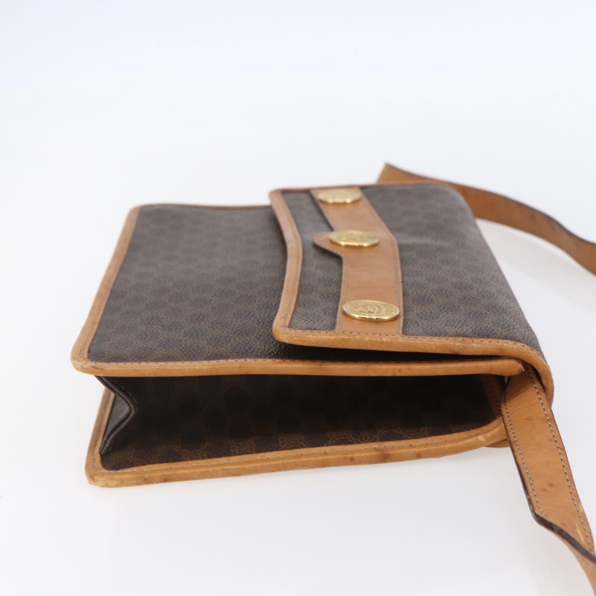 Celine Vintage Macadam Shoulder Bag Canvas and Leather, BROWN, CANVAS, Shoulder bag