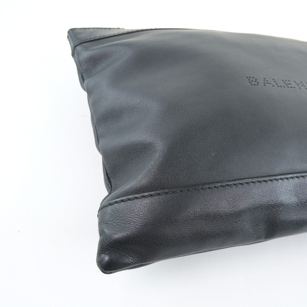 Balenciaga Navy Zip Pouch Leather, BLACK, LEATHER, Clutche & pouche