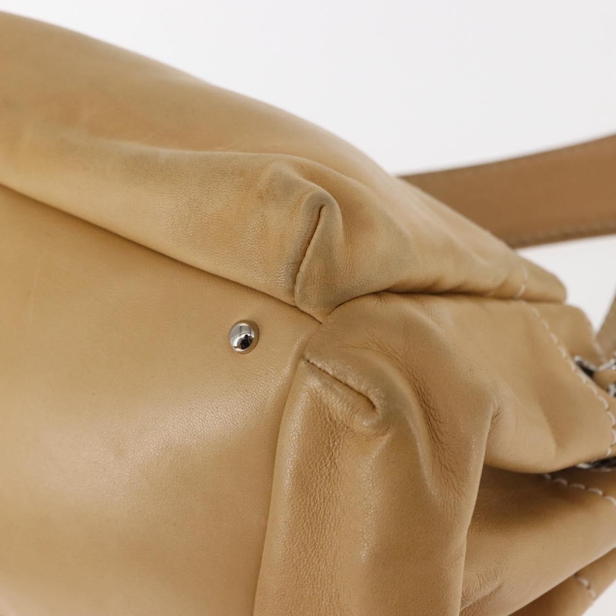 Chanel Lax Accordion Camera Bag Leather, BEIGE, LEATHER, Crossbody bag