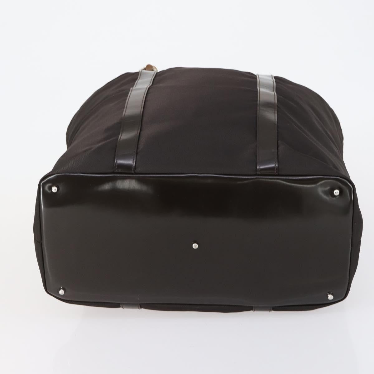 Gucci Vintage Bamboo Handle Tote Nylon, BROWN, NYLON, Tote bag