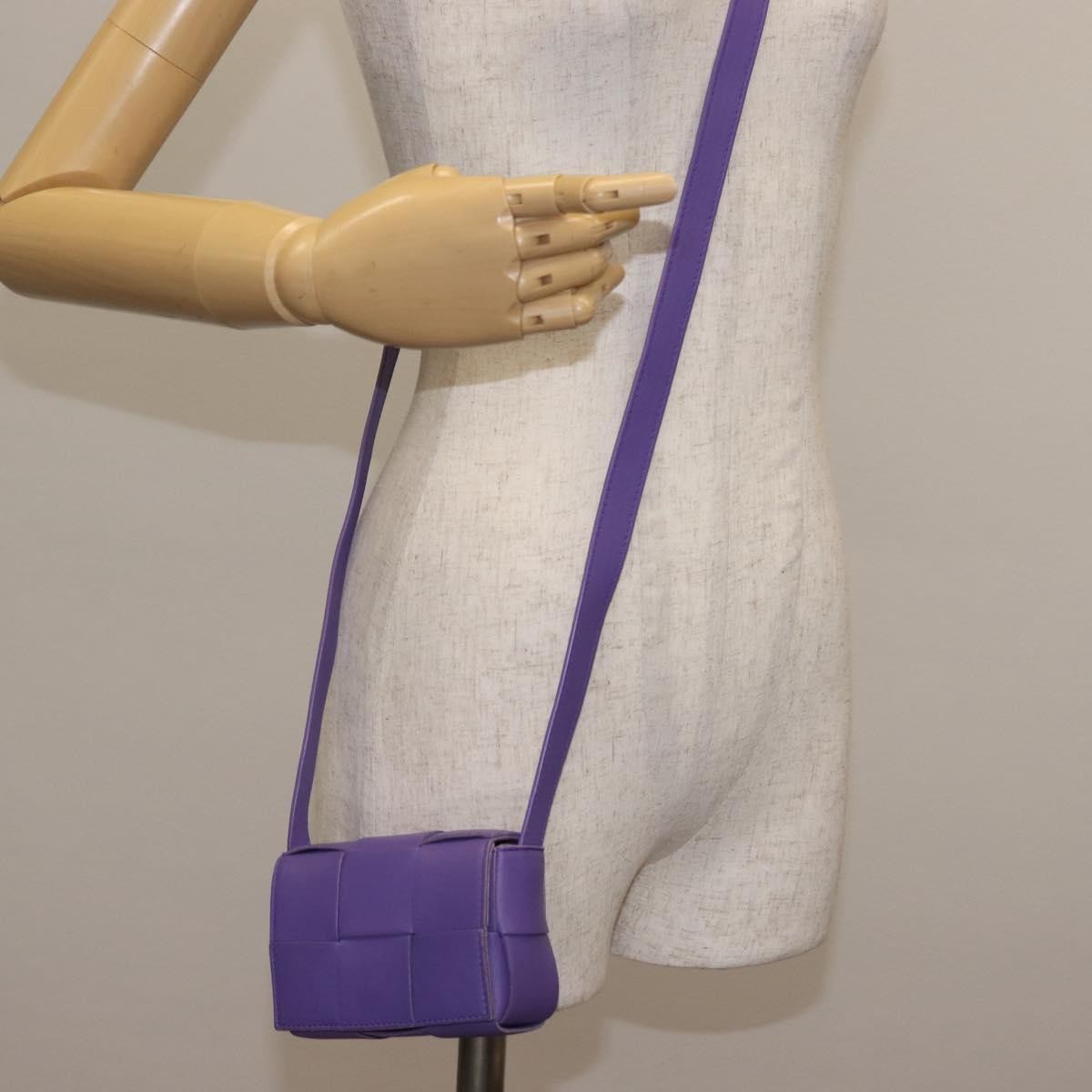 Bottega Veneta Cassette Crossbody Bag Padded Maxi Intrecciato Leather, PURPLE, LEATHER, Crossbody bag