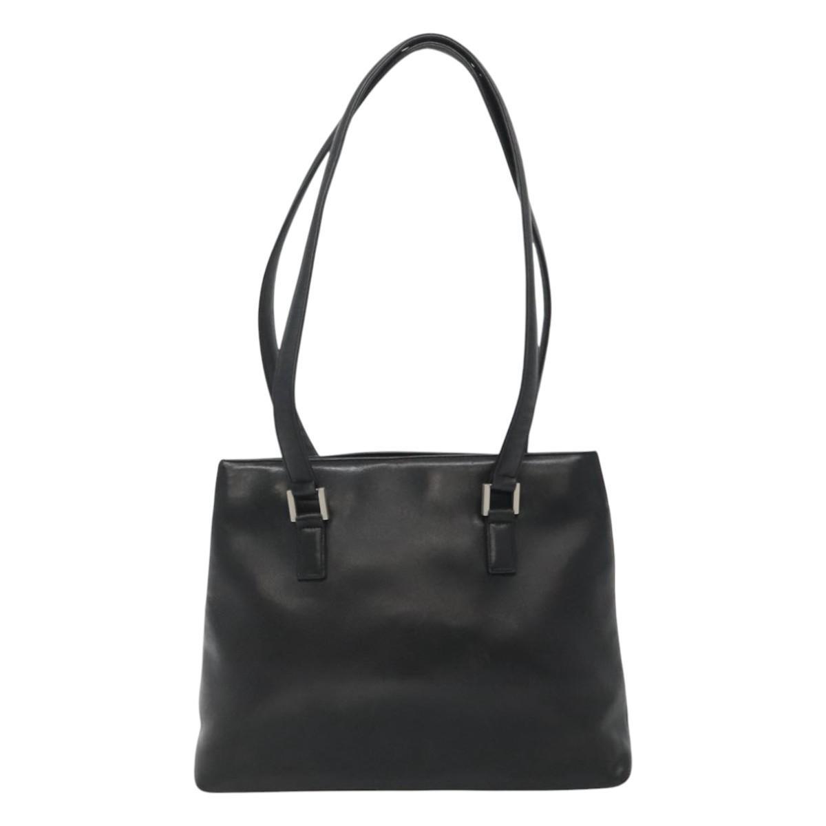 Chanel Vintage Shoulder Bag Leather, BLACK, LEATHER, Shoulder bag