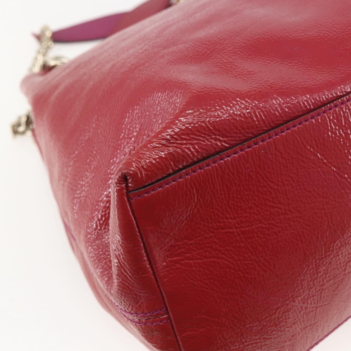 Gucci Soho Chain Strap Shoulder Bag Patent, RED, LEATHER, Shoulder bag