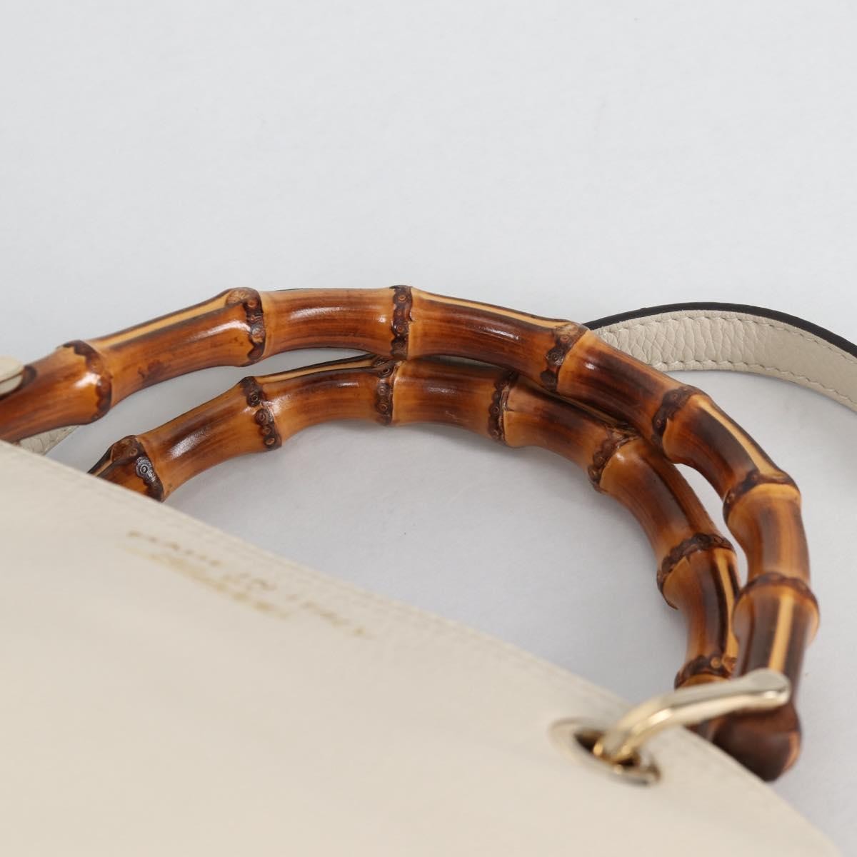 Gucci Bamboo shopper bag Leather, WHITE, LEATHER, Handbag