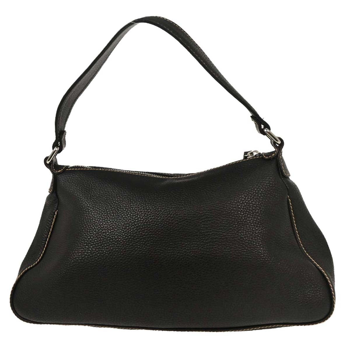 Chanel Lax Front Zip Bag Pebbled Leather, BLACK, LEATHER, Shoulder bag