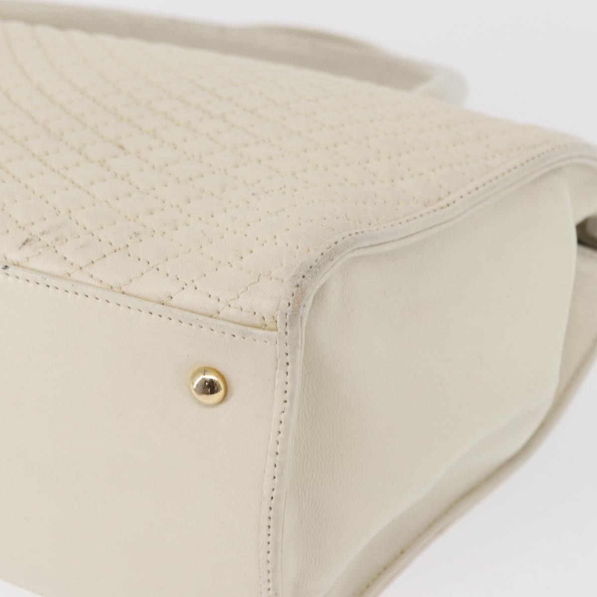 Bally Vintage Handbag Quilted Leather, White, Leather, Handbag