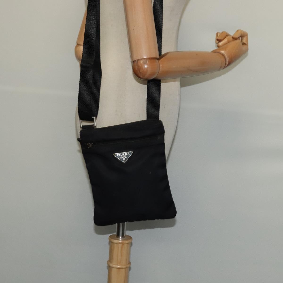 Prada Flat Messenger Bag Tessuto, BLACK, NYLON, Shoulder bag