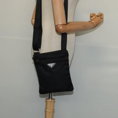 Prada Flat Messenger Bag Tessuto, BLACK, NYLON, Shoulder bag