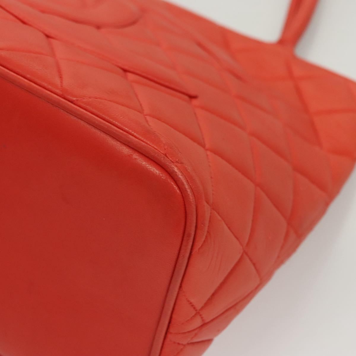 Chanel Medallion Tote Quilted Lambskin, ORANGE, LEATHER, Tote bag