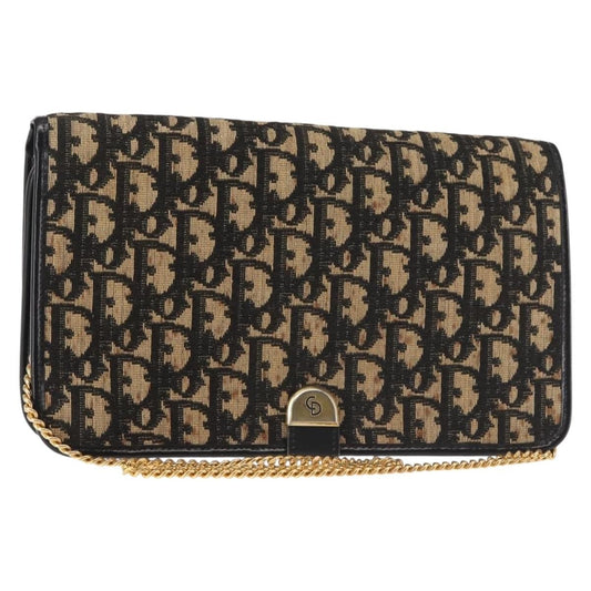 Christian Dior Vintage Trotter Shoulder Bag Canvas, NAVY, CANVAS, Shoulder bag