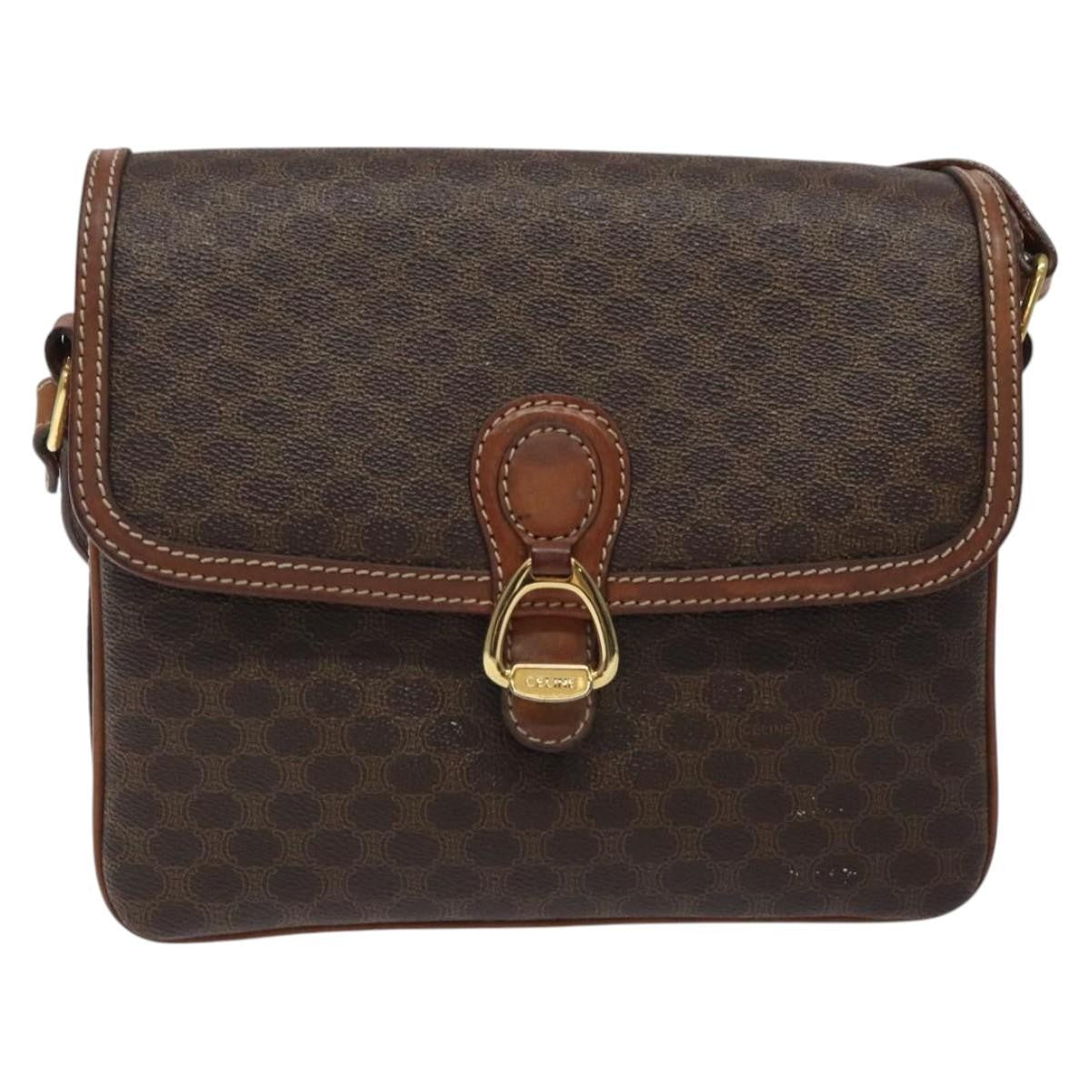 Celine Macadam Shoulder Bag Canvas, BROWN, CANVAS, Shoulder bag