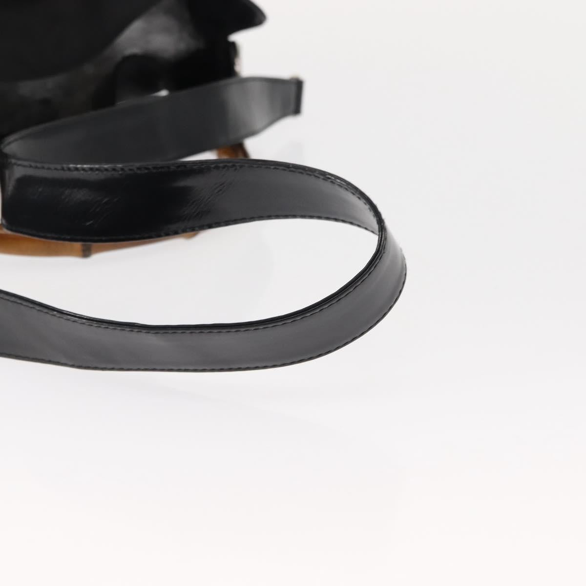 Gucci Vintage Bamboo Handle Open Hobo Nylon, BLACK, NYLON, Handbag