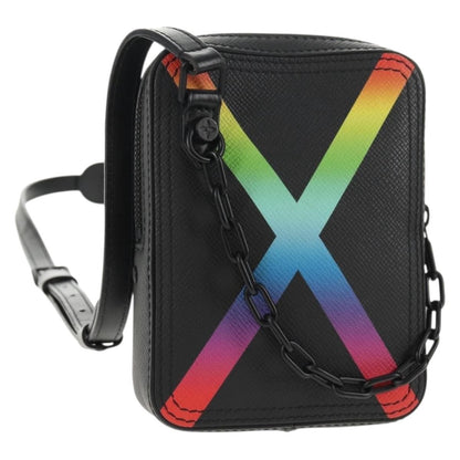 Louis Vuitton Danube Messenger Bag Rainbow Taiga Leather, BLACK, LEATHER, Crossbody bag