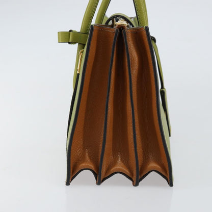 Miu Miu Madras Convertible Compartment Tote Leather, GREEN, LEATHER, Handbag