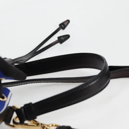 Prada Drawstring Bucket Bag Canvas and Wicker, BLUE, CANVAS, Handbag