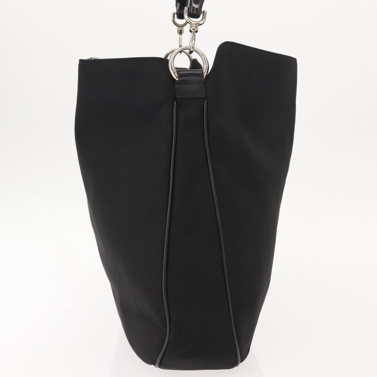 Gucci Vintage Bamboo Handle Open Hobo Nylon, BLACK, NYLON, Tote bag