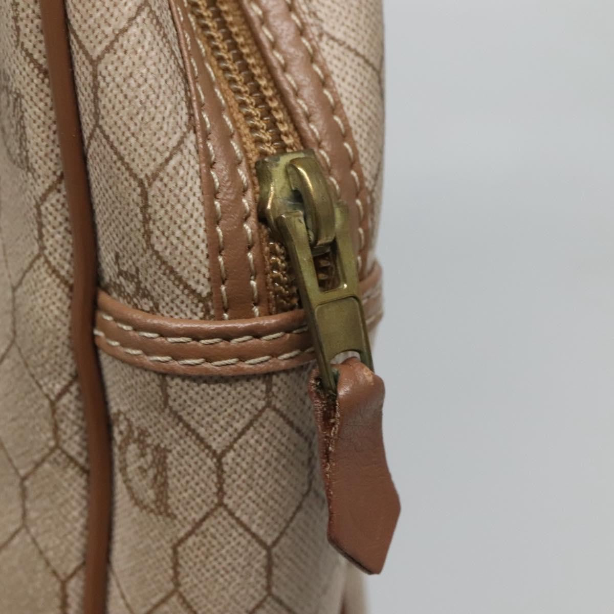 Christian Dior Vintage Honeycomb Zip Pouch Coated Canvas, BEIGE, CANVAS, Clutche & pouche