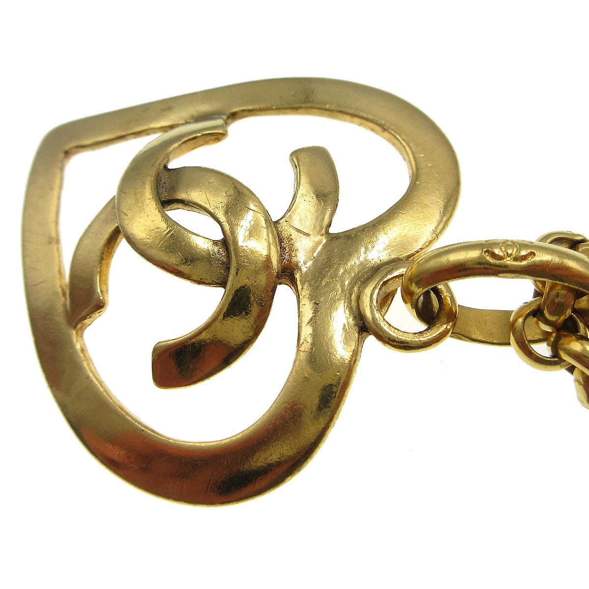 Chanel CC Heart Pendant Necklace Metal, GOLD, GOLD_PLATED, Necklace