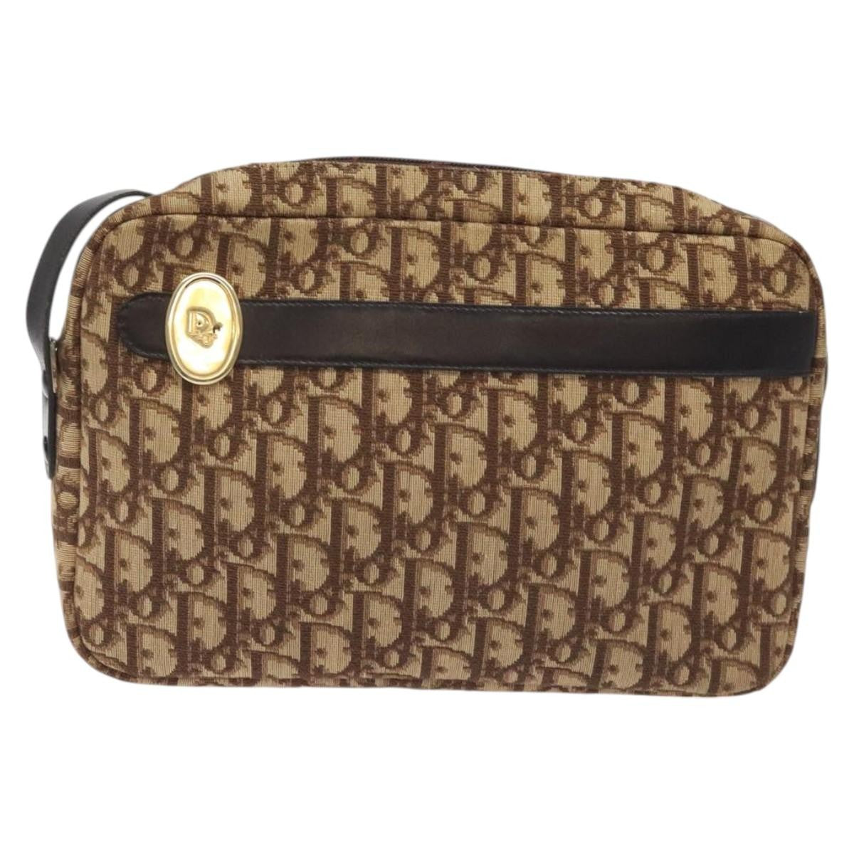 Christian Dior Vintage Trotter Shoulder Bag Canvas, BROWN, CANVAS, Shoulder bag