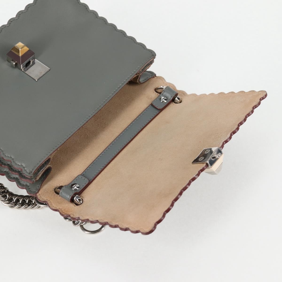 Fendi Kan I Bag Leather, GRAY, LEATHER, Handbag