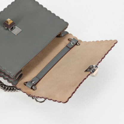 Fendi Kan I Bag Leather, GRAY, LEATHER, Handbag