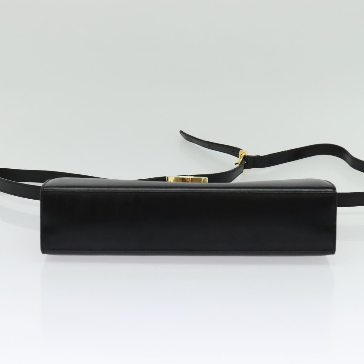 Salvatore Ferragamo Gancini Shoulder Bag Leather, BLACK, LEATHER, Shoulder bag