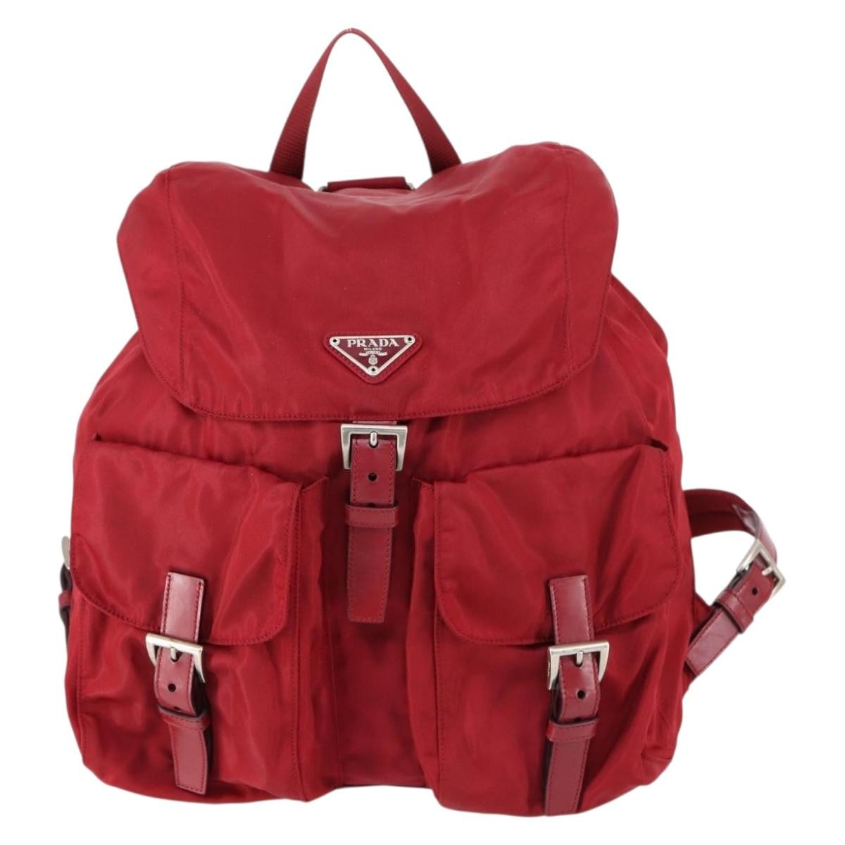 Prada Double Front Pocket Backpack Tessuto, RED, NYLON, Backpack