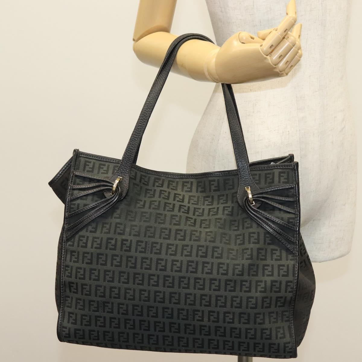 Fendi Vintage Tote Zucchino Canvas, BLACK, CANVAS, Tote bag
